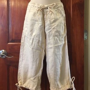 Beige linen capris
